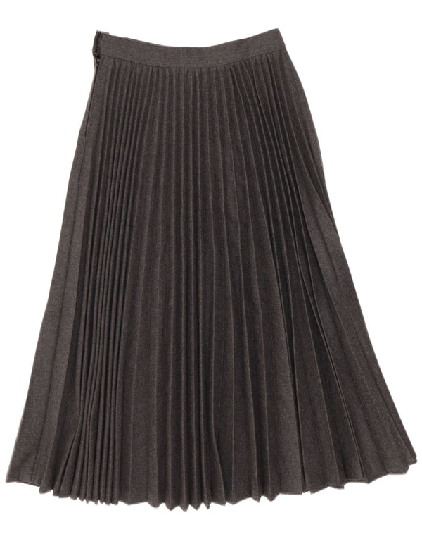 Gonna a pieghe maxi a vita alta da donna vintage W24 XS grigia