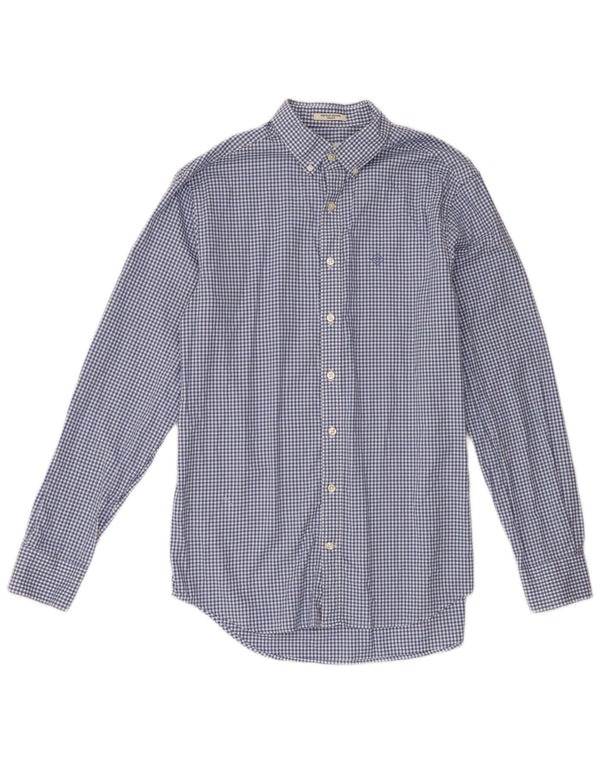 Camicia da uomo Gant taglia 39/40 15 3/4 cotone a quadretti blu medio