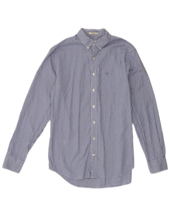 Camicia da uomo Gant taglia 39/40 15 3/4 cotone a quadretti blu medio
