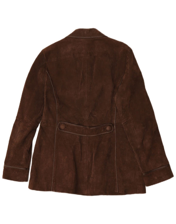 Cappotto in pelle scamosciata da donna Wallace Sacks UK 14 Grande pelle marrone