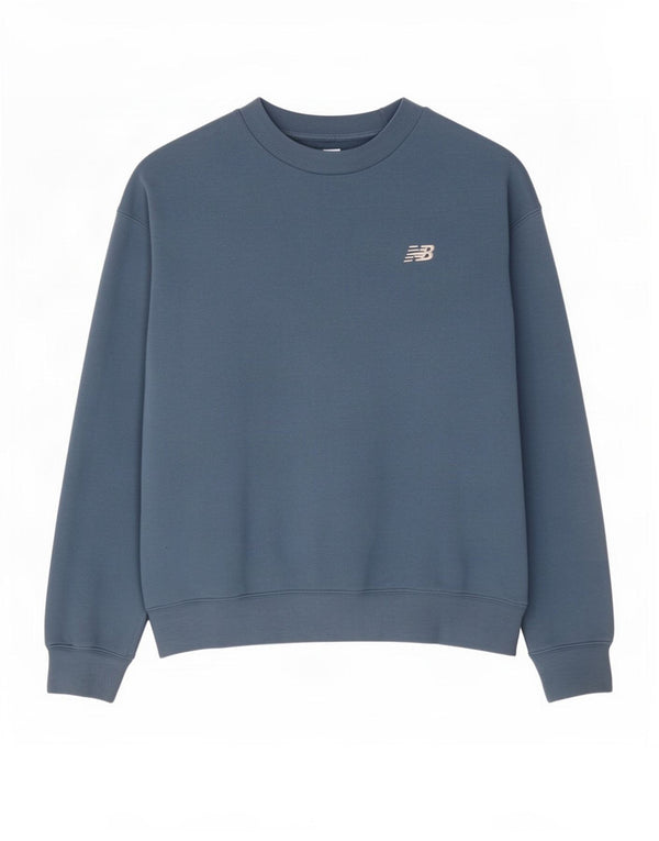 Felpa oversize da donna New Balance, maglione UK 10, piccolo cotone blu