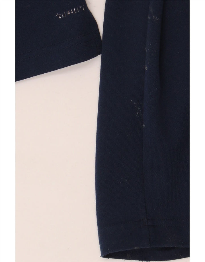 Adidas Uomo Climalite Zip Collo Top Manica Lunga Grande Blu Navy Poliestere