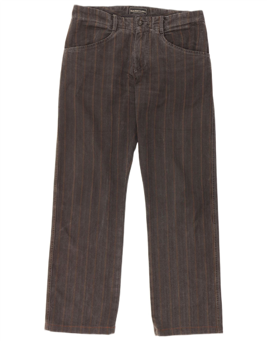 Pantaloni casual dritti da uomo Marlboro Classics W32 L30 grigio a spina di pesce