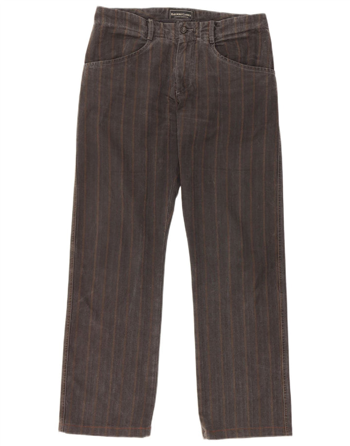 Pantaloni casual dritti da uomo Marlboro Classics W32 L30 grigio a spina di pesce