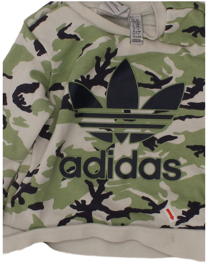 ADIDAS Baby Boys Graphic Sweatshirt Jumper 6-9 Months Green Camouflage