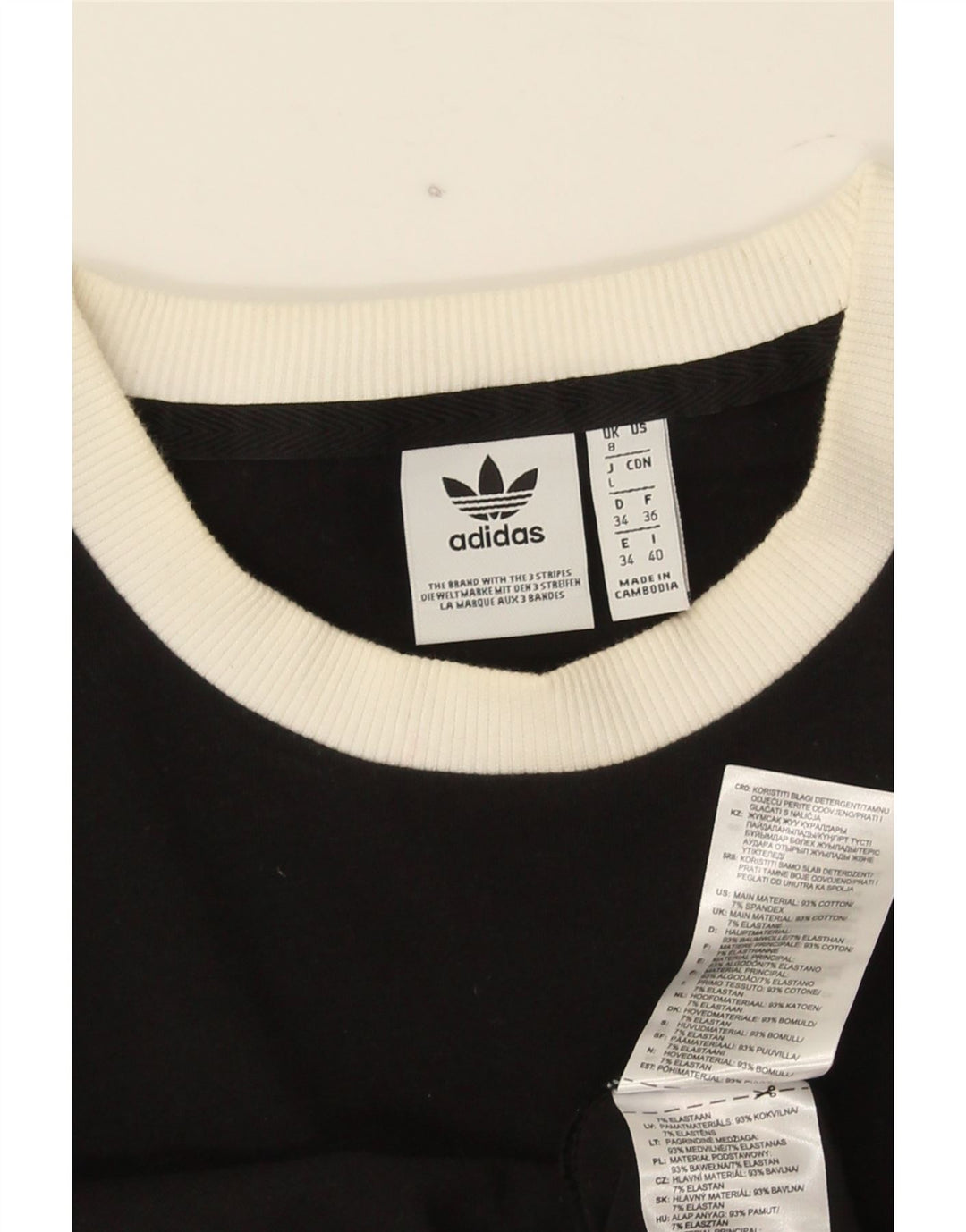Top Adidas da donna a manica lunga UK 8 Small in cotone nero