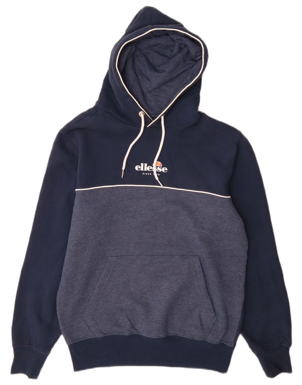 Felpa con cappuccio grafica da uomo Ellesse, piccola, in cotone color block blu navy