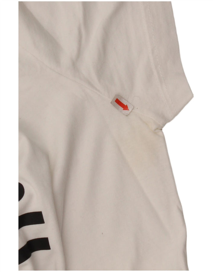 T-shirt grafica da donna ADIDAS Top UK 16/18 grande cotone bianco