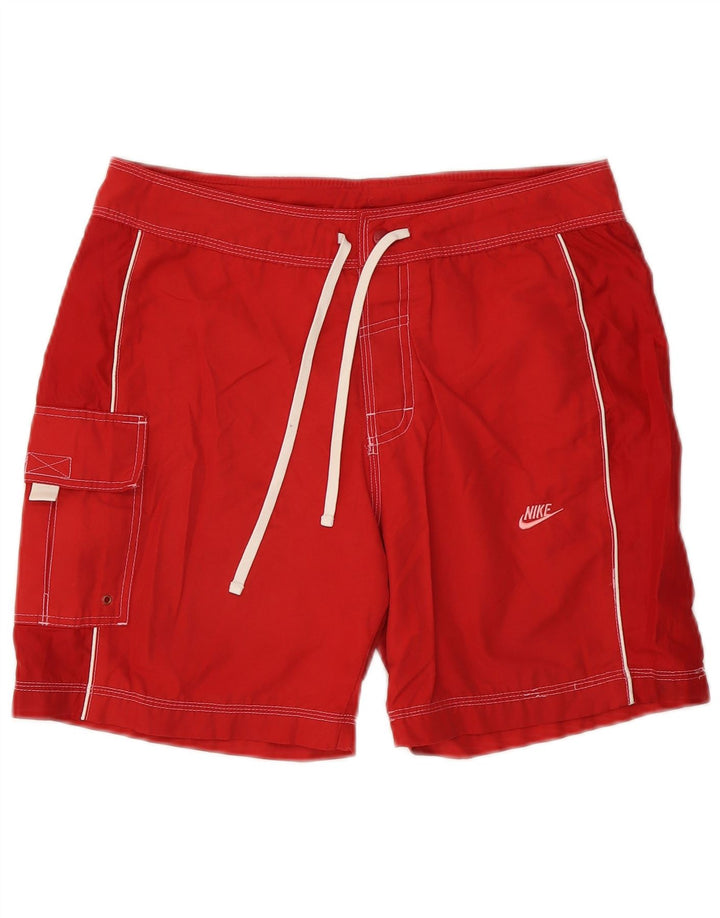 Pantaloncini da bagno Nike da uomo in cotone rosso medio