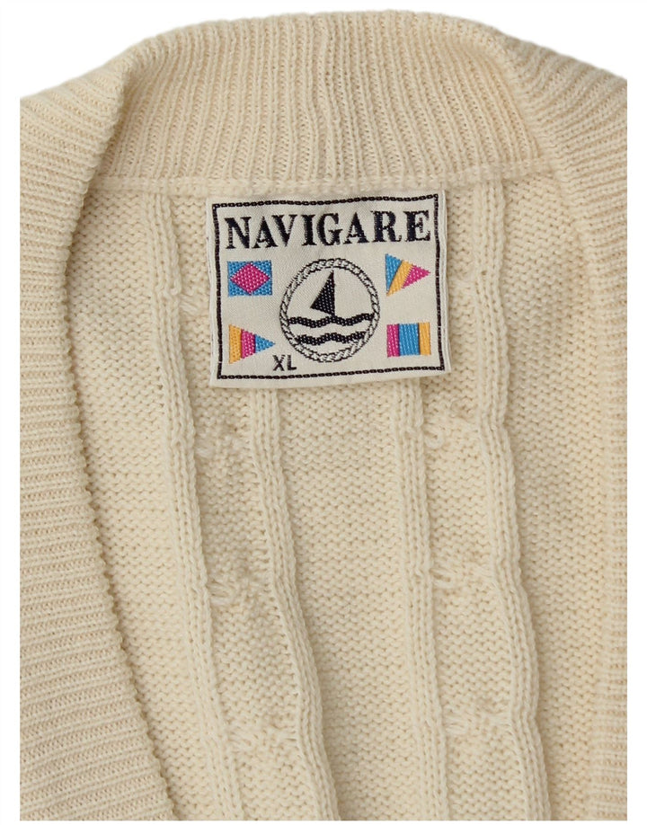 Maglione cardigan da uomo Navigare XL bianco sporco