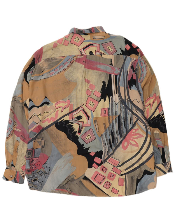 Camicia vintage da uomo oversize con motivo astratto, grande retrò multicolore