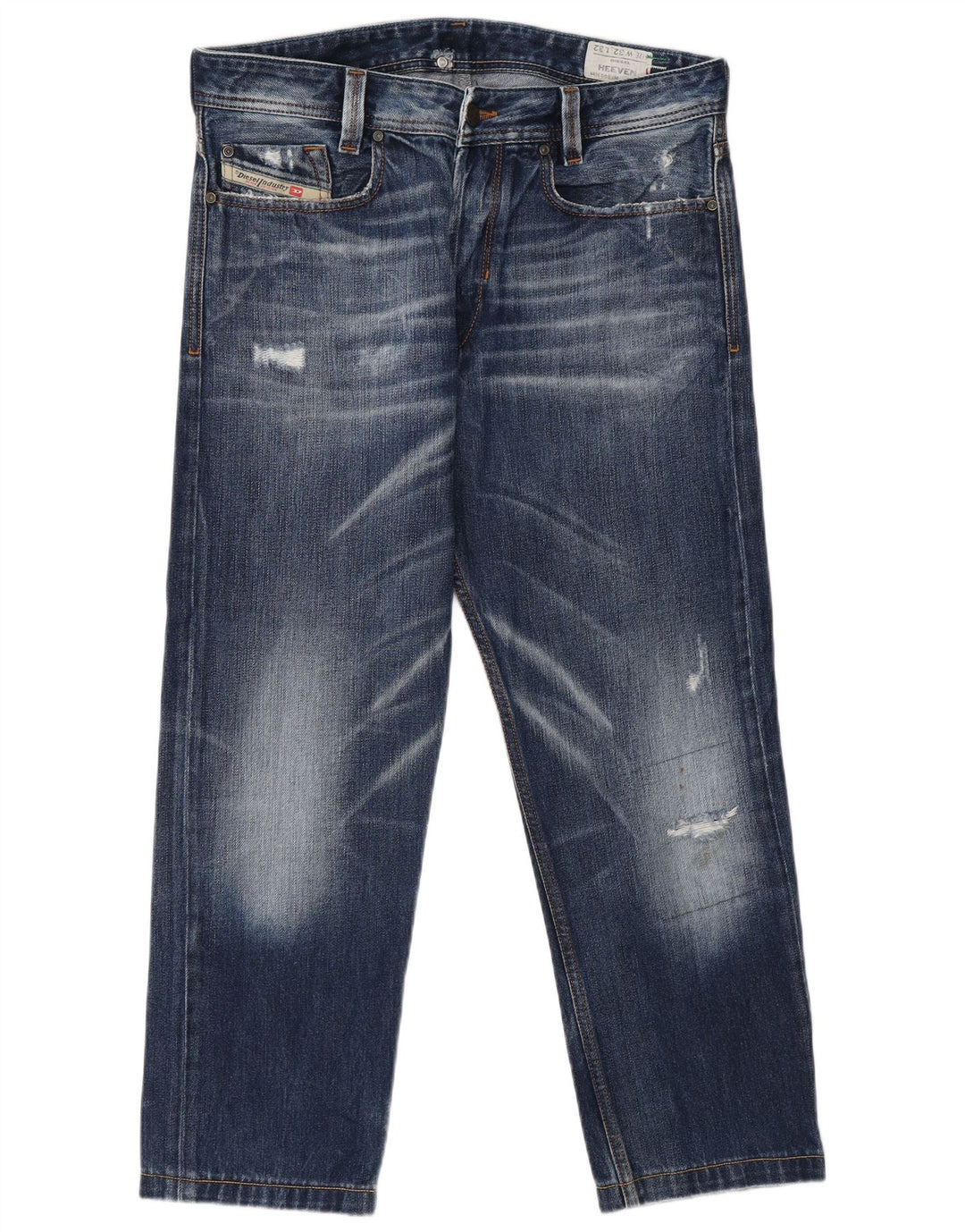 DIESEL Jeans dritti Heeven effetto consumato da uomo W32 L27 cotone blu