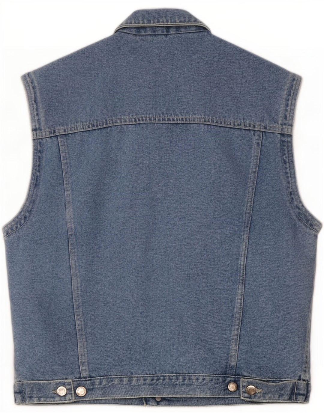 Gilet vintage da uomo in denim IT 46 piccolo in cotone blu
