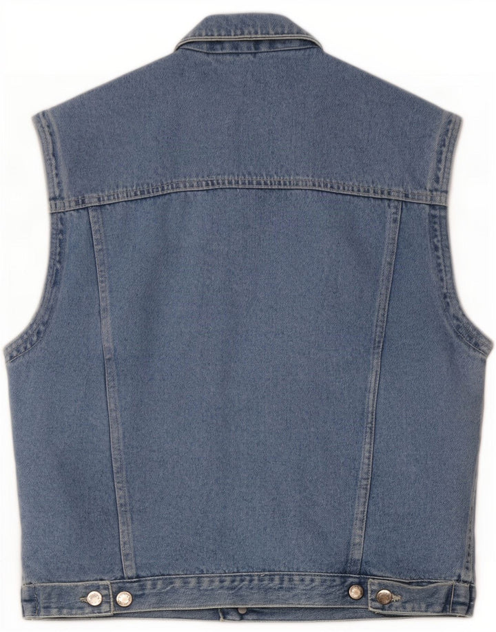 Gilet vintage da uomo in denim IT 46 piccolo in cotone blu