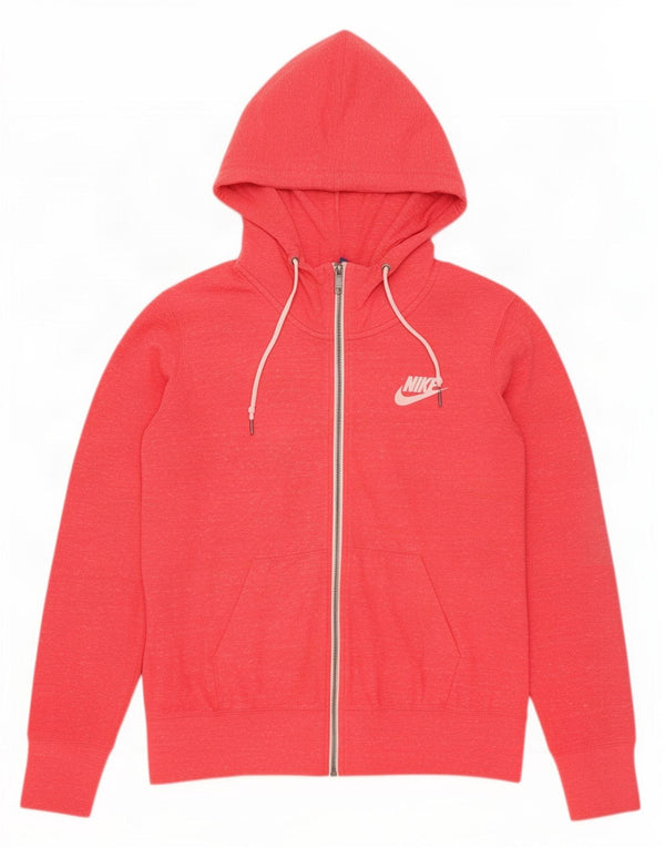 Felpa con cappuccio e zip da donna Nike UK 18 XL cotone screziato rosa