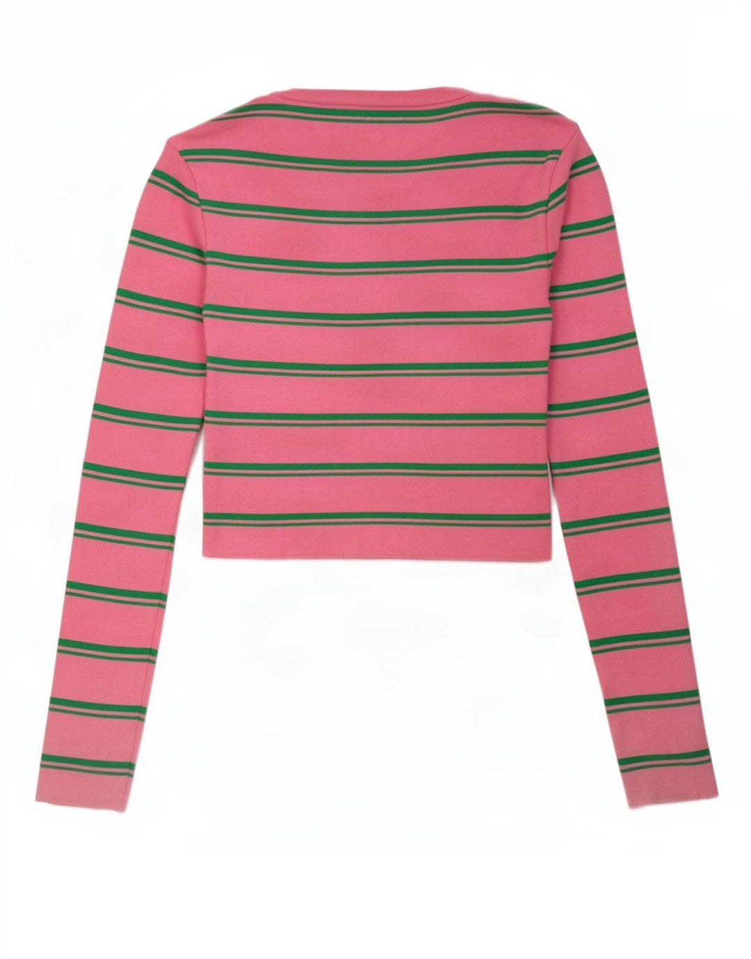 Top corto da donna Zara a maniche lunghe UK 14 poliammide a righe grandi rosa