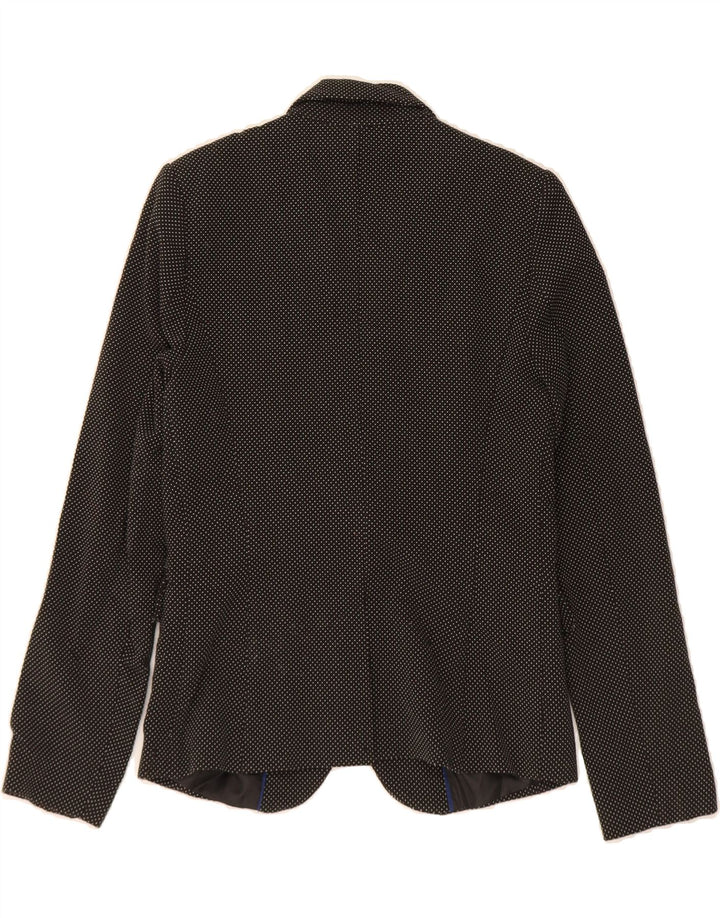 BENETTON Womens 2 Button Blazer Jacket UK 10 Small Grey Spotted Polyester Vintage Benetton and Second-Hand Benetton from Messina Hembry 