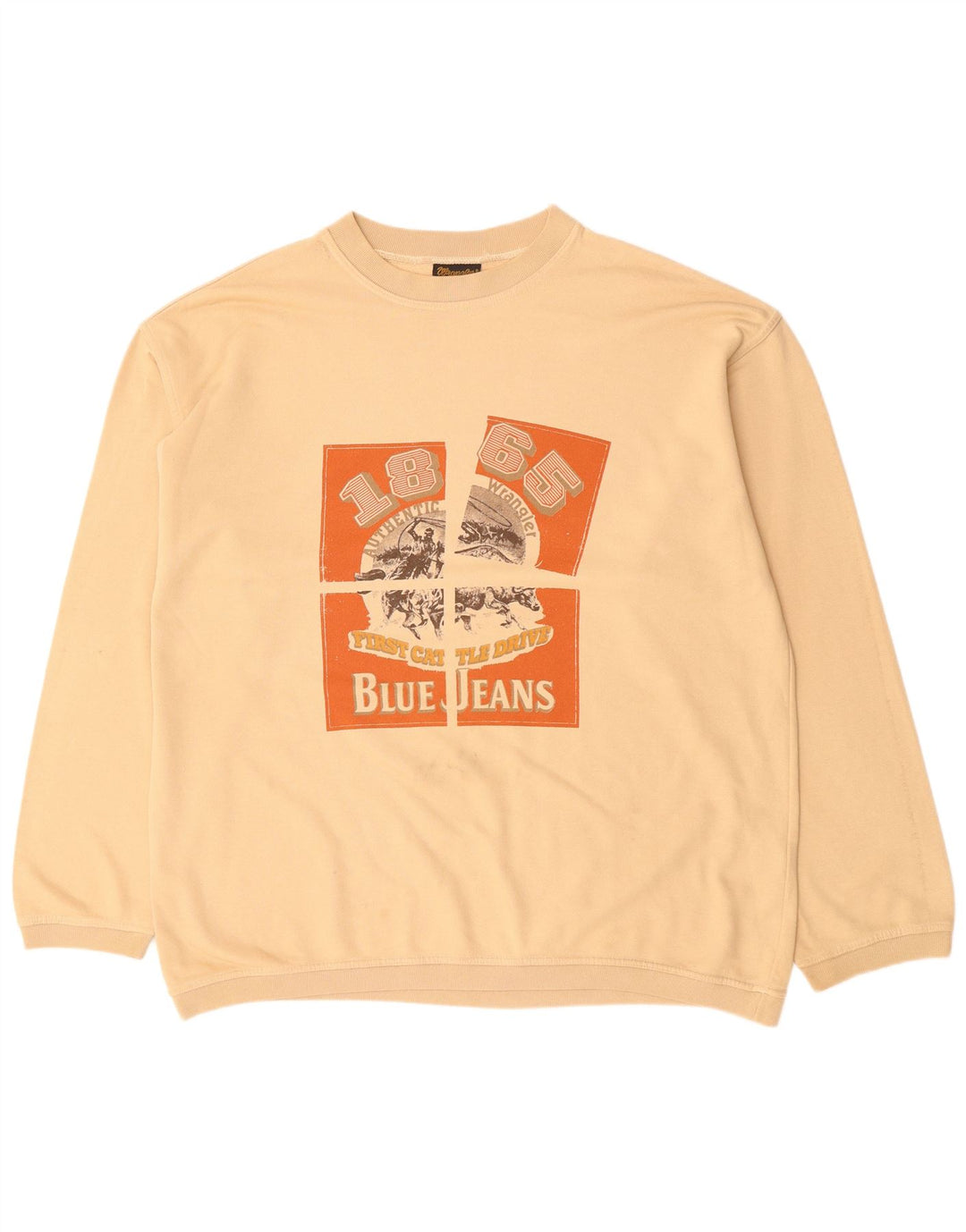 Felpa grafica da uomo Wrangler maglione XL cotone beige