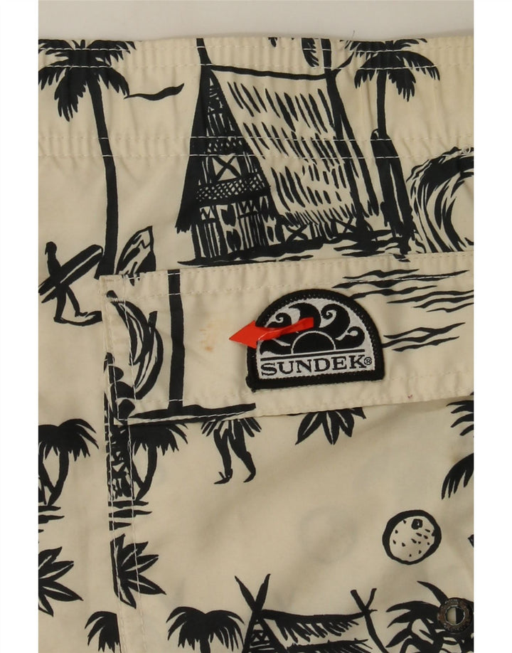 Pantaloncini da bagno grafici da uomo Sundek 2XL poliestere bianco sporco