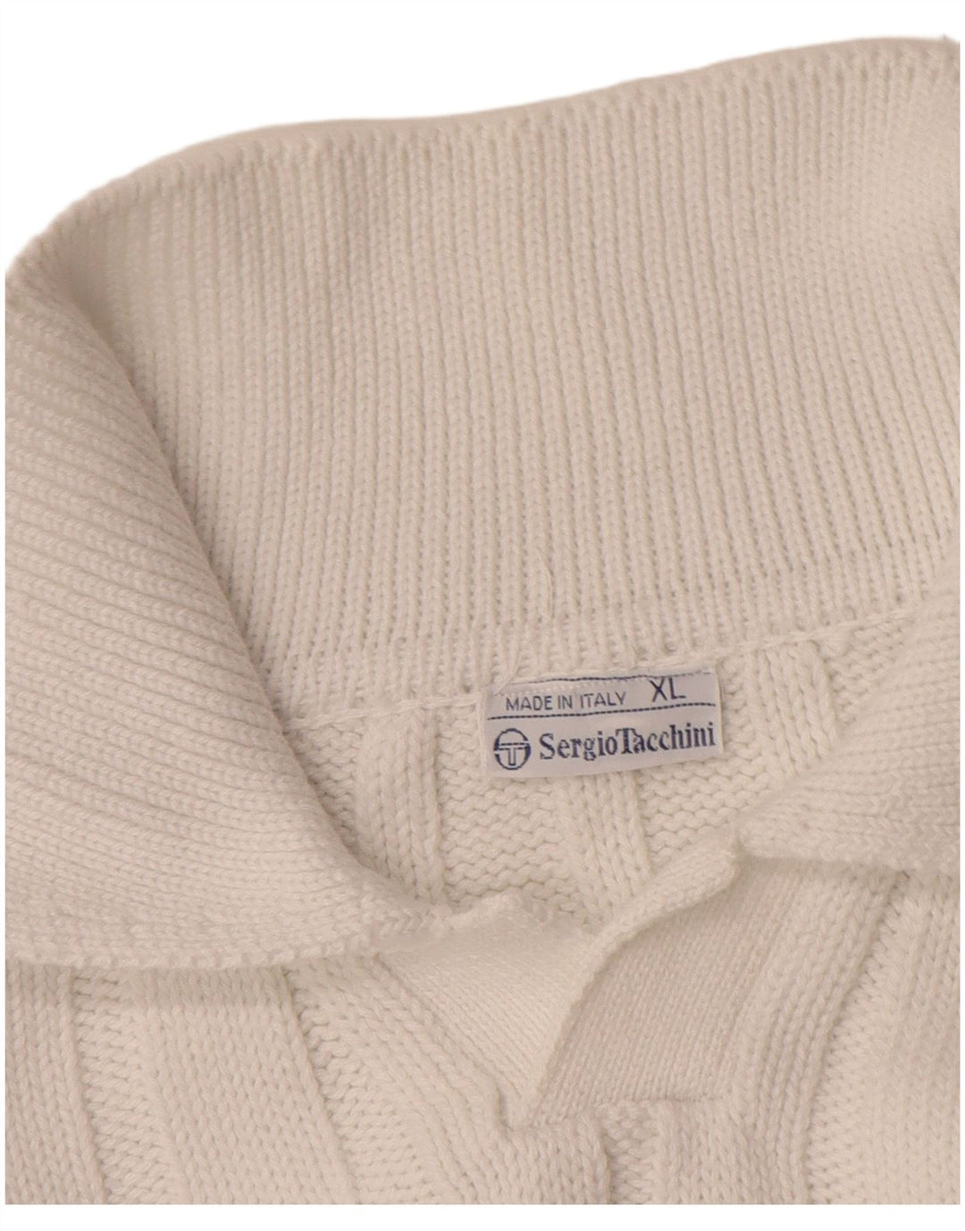 Maglione da uomo Sergio Tacchini con collo alto XL in cotone a righe bianche