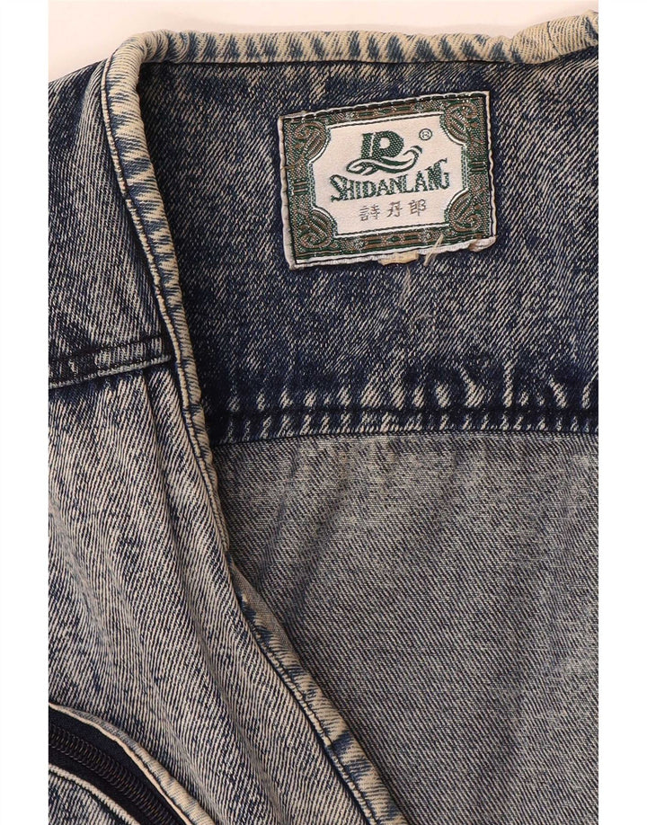 Gilet in denim vintage da uomo UK 40 grande blu