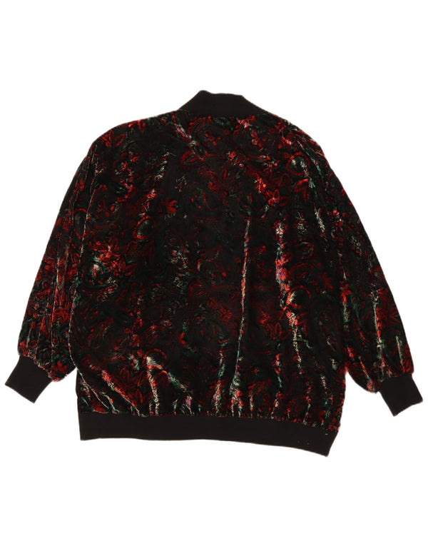 Top cardigan aperto da donna vintage UK 22 3XL floreale multicolore