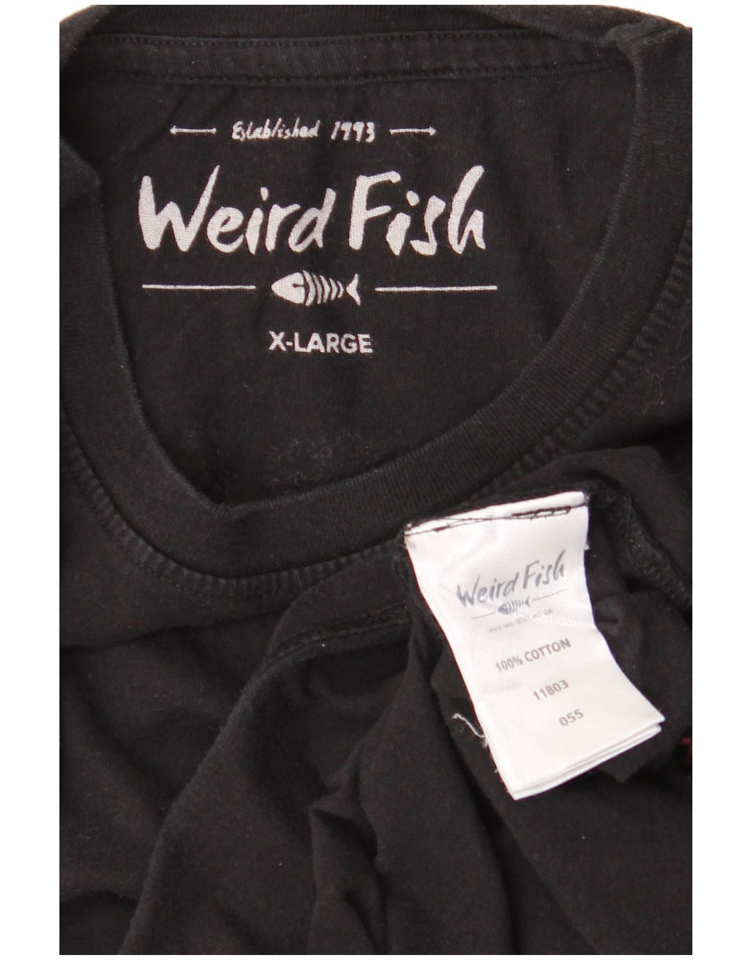 T-shirt grafica da uomo WEIRD FISH Top XL in cotone nero