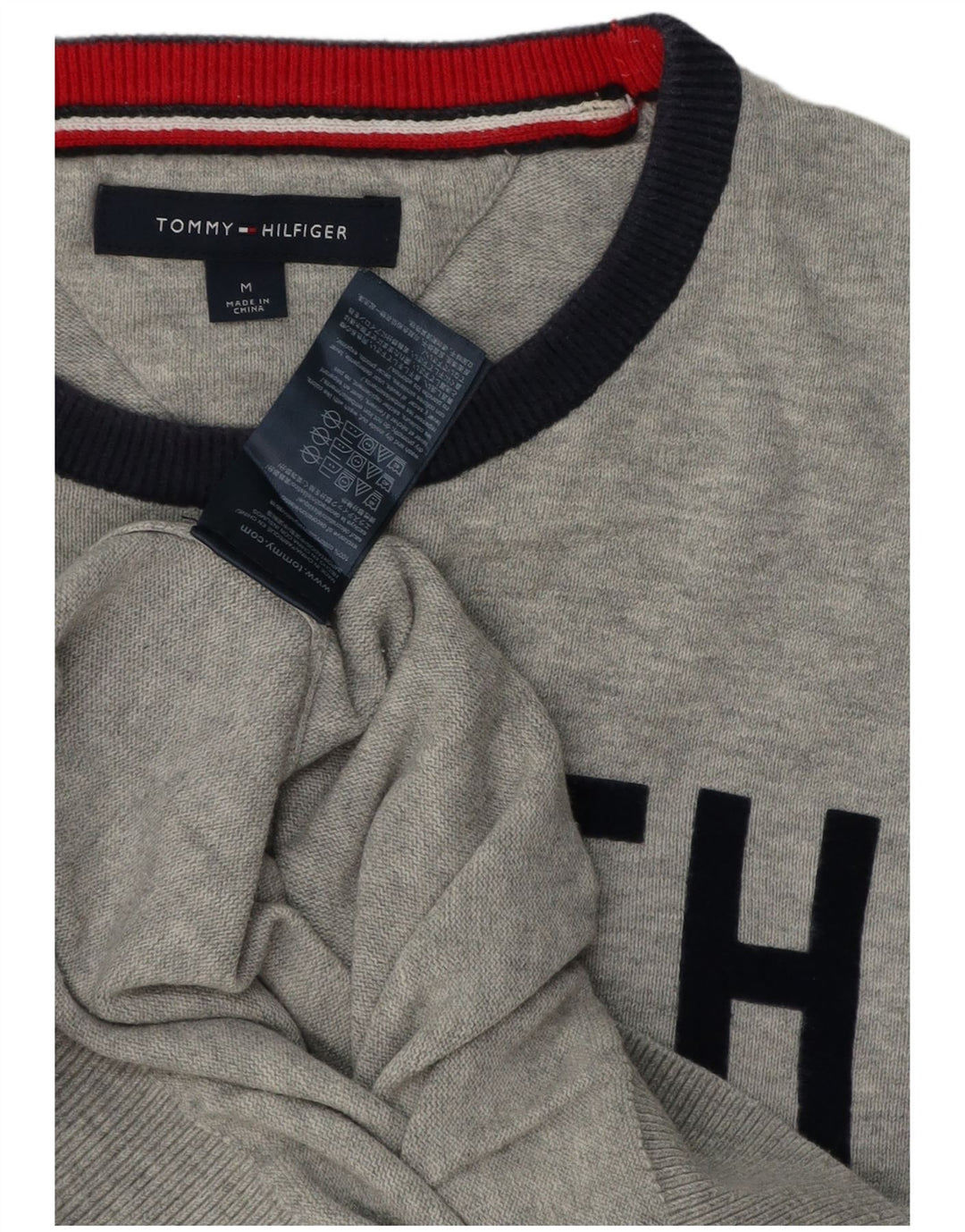 TOMMY HILFIGER Maglione maglione girocollo da uomo grigio medio color block