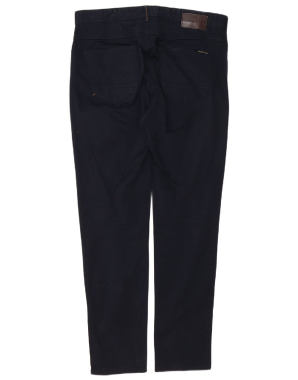 Pantaloni casual slim da uomo Zara EU 44 Large W34 L30 cotone blu navy