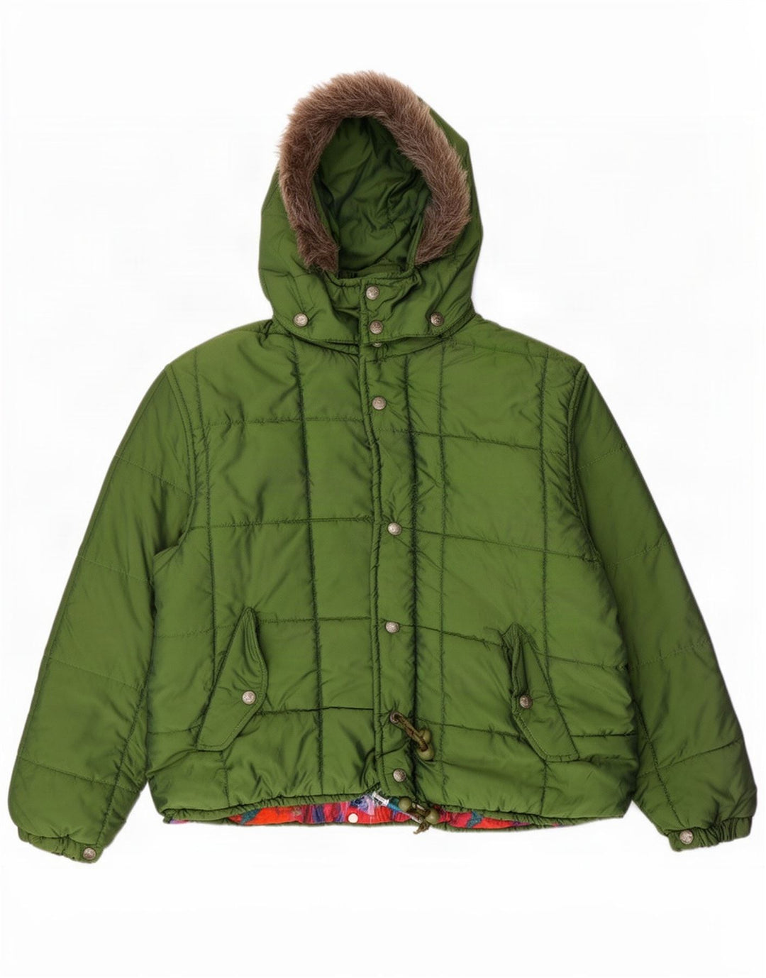 Giacca imbottita oversize con cappuccio da donna Vagabond UK 10 piccola in nylon verde