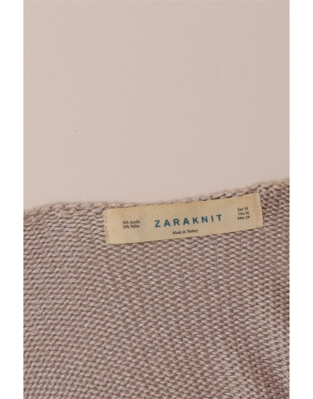 Maglione con scollo a V da donna Zara UK 14 Grigio medio