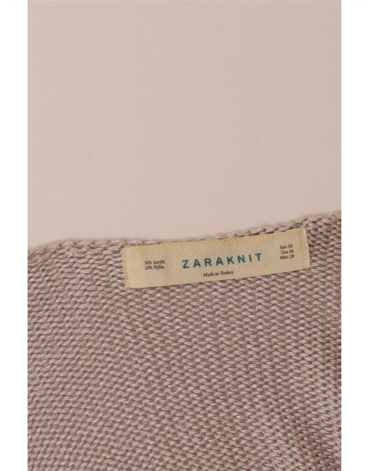 Maglione con scollo a V da donna Zara UK 14 Grigio medio
