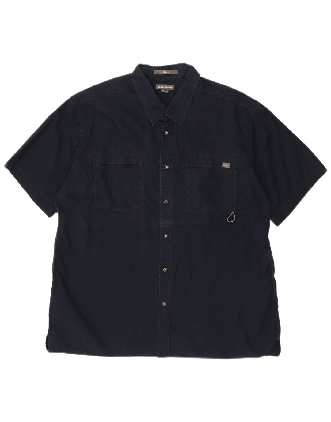 EDDIE BAUER Camicia da uomo a maniche corte vestibilità classica XL in cotone blu navy