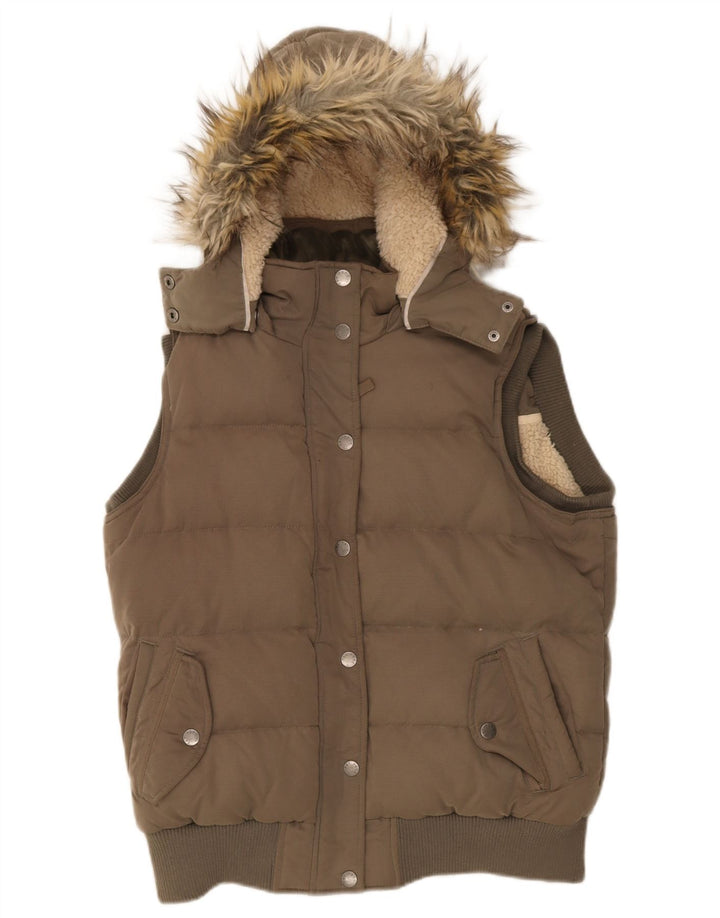 Giacca imbottita con cappuccio da donna Fat Face UK 14 Poliestere kaki medio