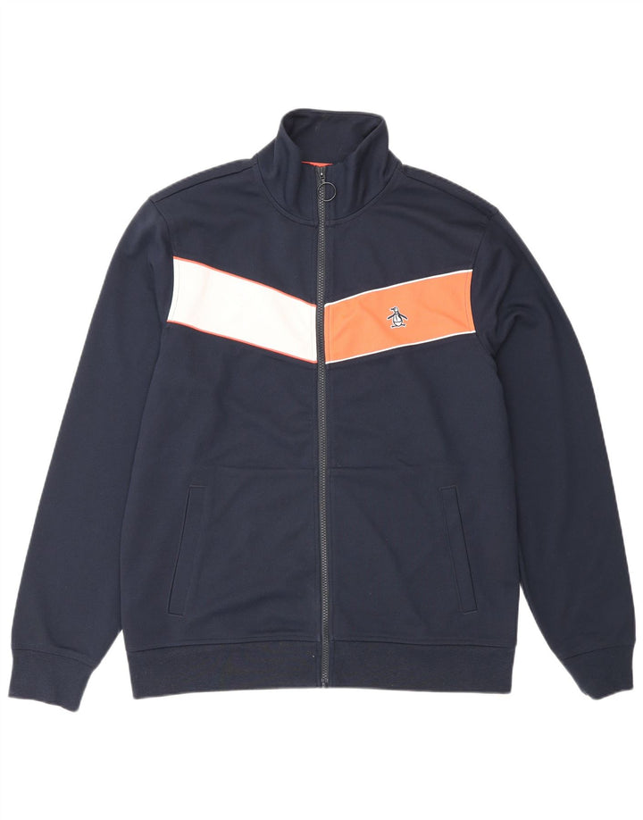 Giacca da ginnastica da uomo Penguin, media, blu navy, color block sportivo
