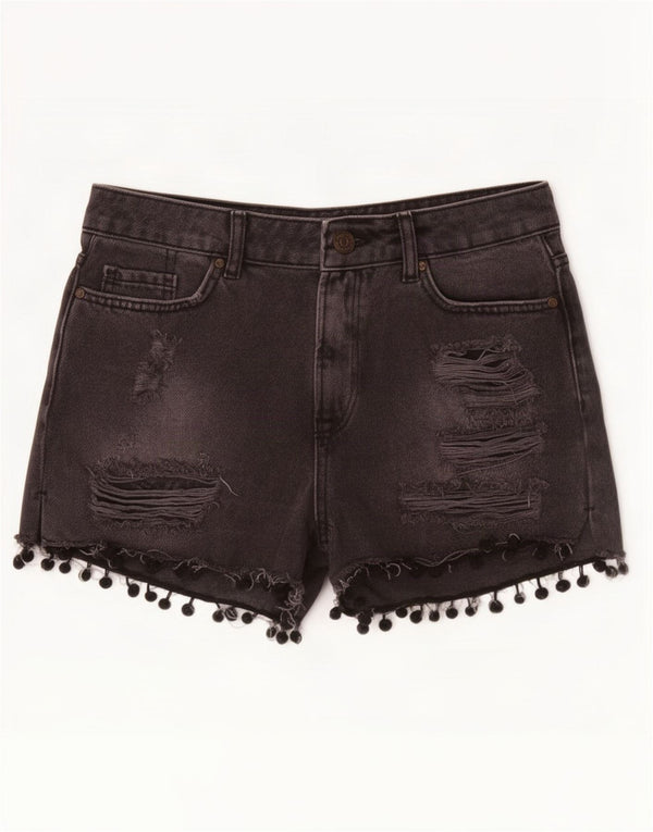 Pantaloncini in denim invecchiato da donna Zara EU 36 XS W26 neri