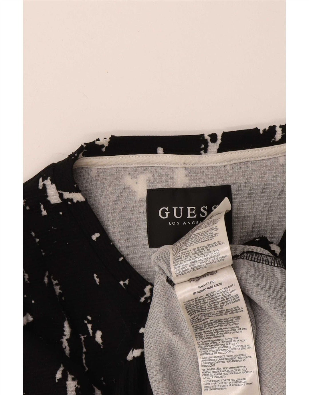 Guess Felpa da uomo con motivo astratto, maglione piccolo in cotone nero