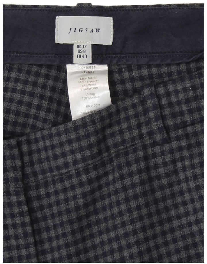 Pantaloni casual da donna Jigsaw UK 12 Medium W32 L28 a quadretti blu navy