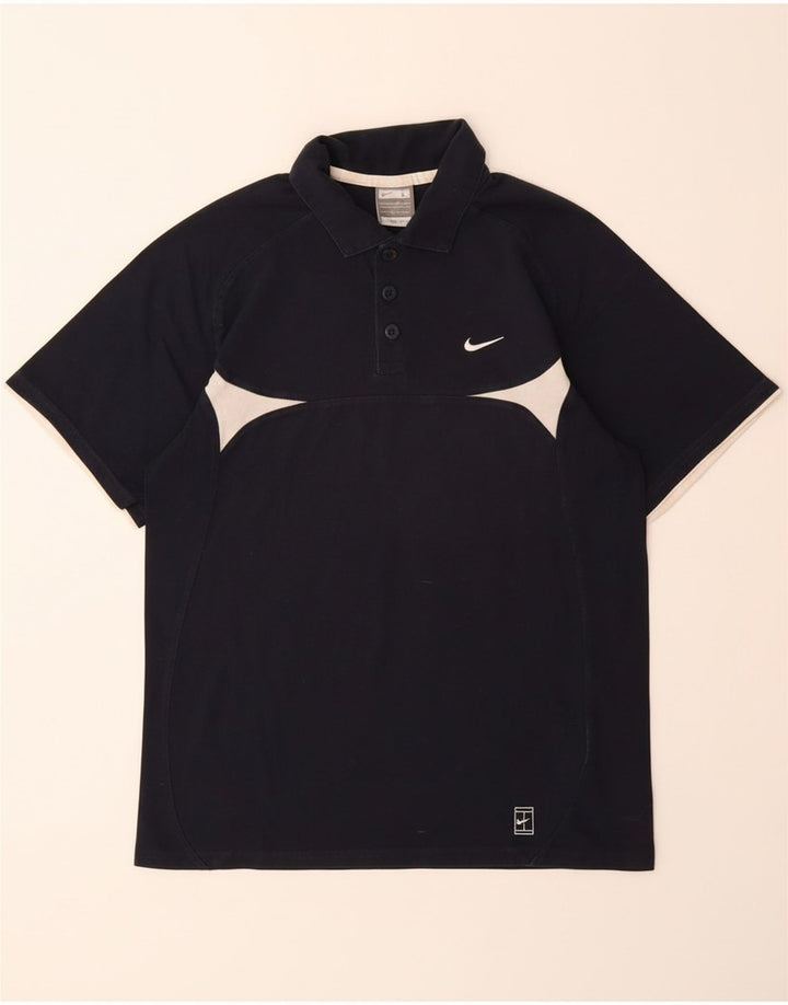Polo NIKE da ragazzo 12-13 anni Large in cotone color block blu navy