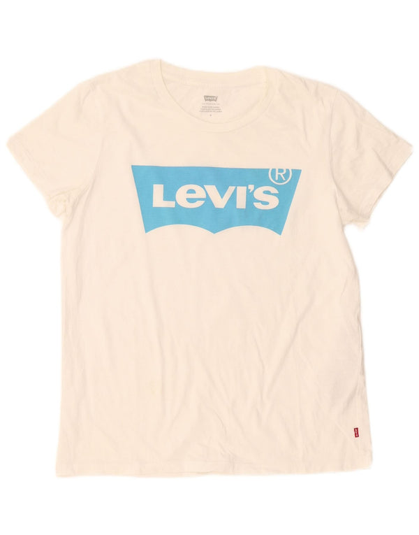T-shirt grafica da donna Levi's Top UK 12 cotone bianco medio