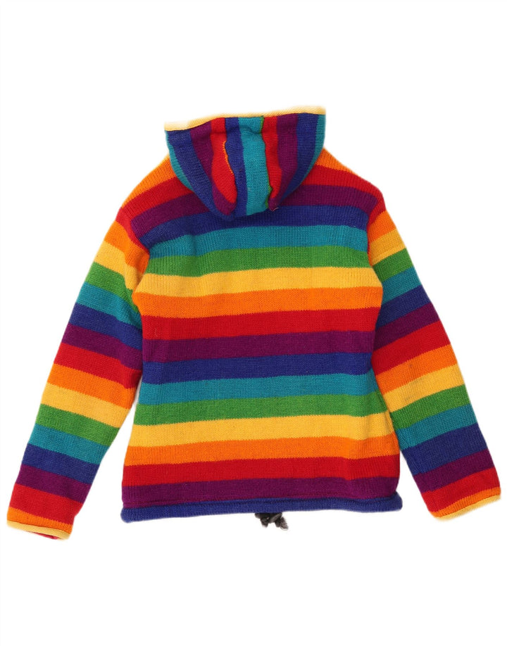 Maglione cardigan da donna vintage UK 12 medio multicolore colorato