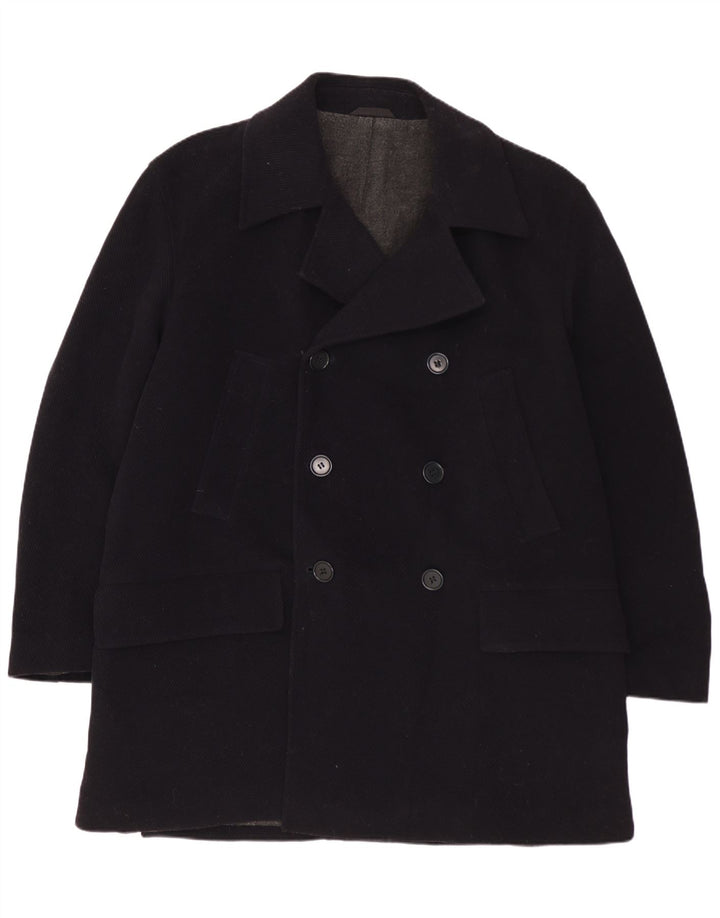 Cappotto doppiopetto da uomo VINTAGE IT 50 Large in lana blu navy