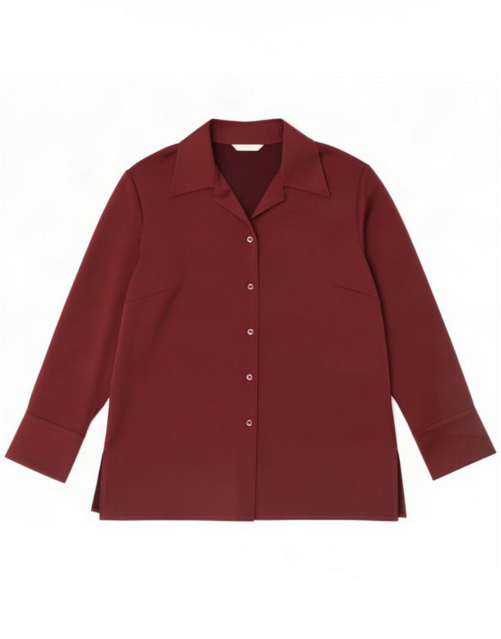 Marks & Spencer camicia camicetta da donna UK 16 grande bordeaux poliestere