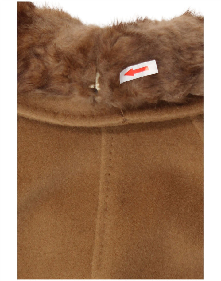 Cappotto vintage da donna vestibilità ampia UK 14 marrone medio