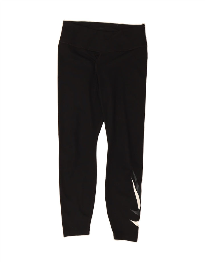 NIKE Womens Dri Fit Crop Graphic Leggings UK 12 Medium  Black Polyester Vintage Nike and Second-Hand Nike from Messina Hembry 