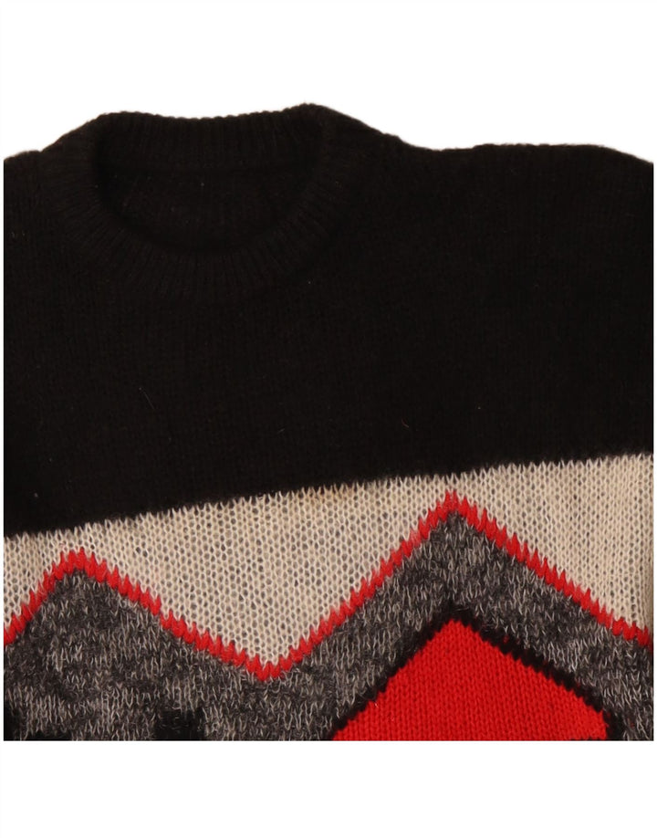 Maglione maglione girocollo lungo da donna VINTAGE UK 18 XL Nero