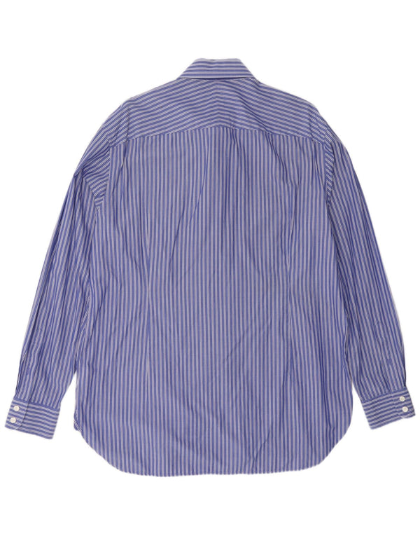 JAEGER Mens Shirt Size 16 1/2 Large Blue Striped Cotton