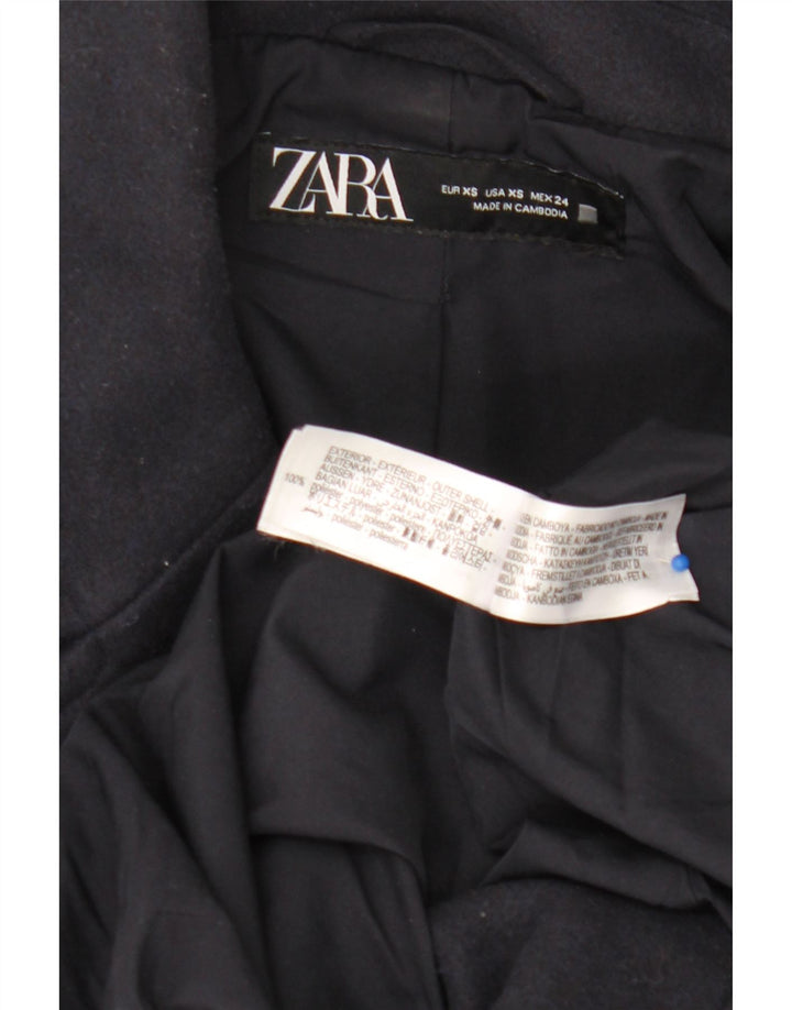 Cappotto doppiopetto oversize da donna Zara UK 6 XS poliestere blu navy