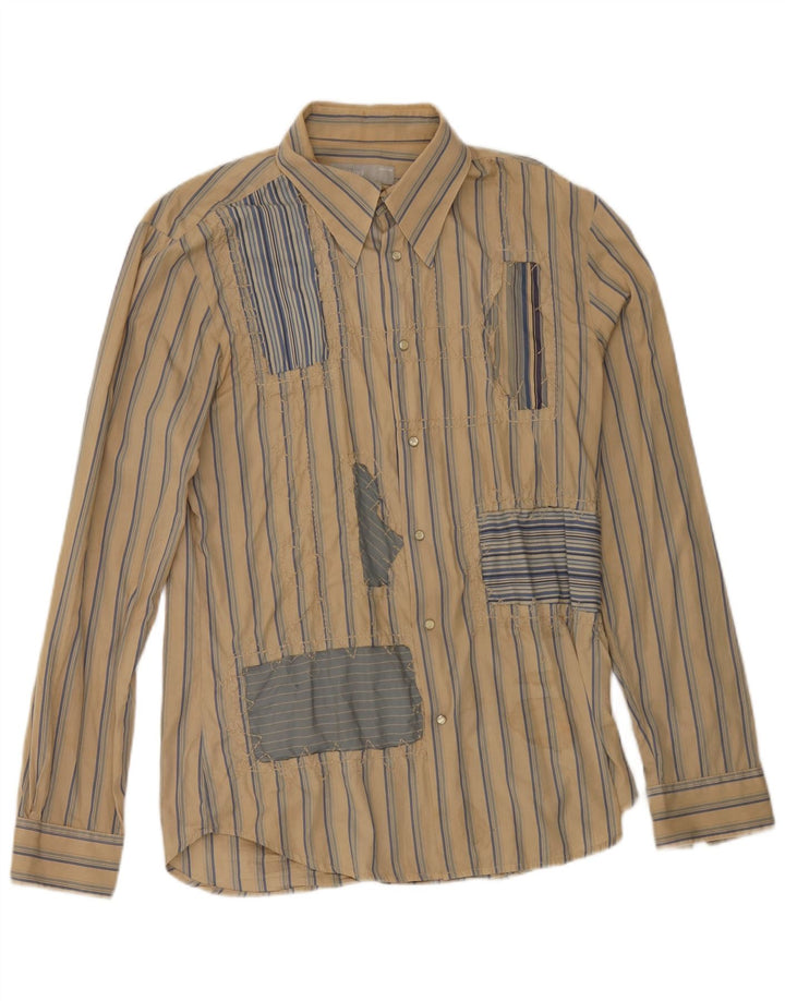 Camicia da uomo Iceberg in cotone a righe beige medio