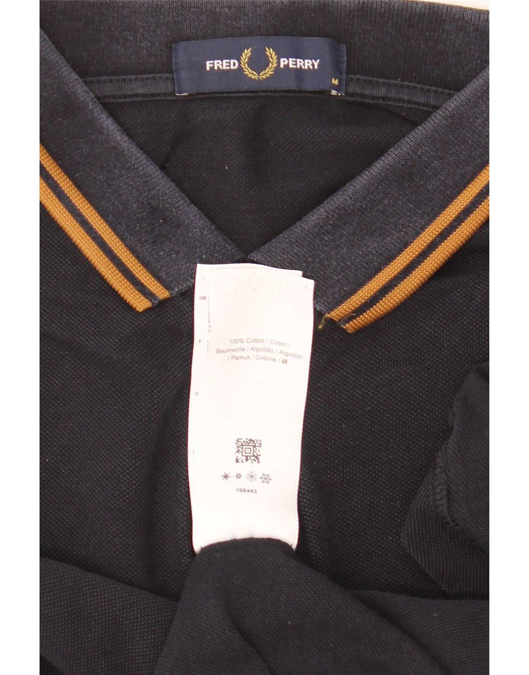 Polo da uomo a maniche lunghe Fred Perry in cotone a righe blu navy medio
